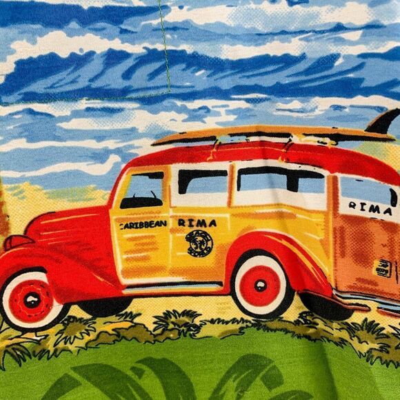 RIma Hawaiian Shirt Mens Medium Green Floral Tropical Beach Surf Woodie Summer‎ - Picture 4 of 8